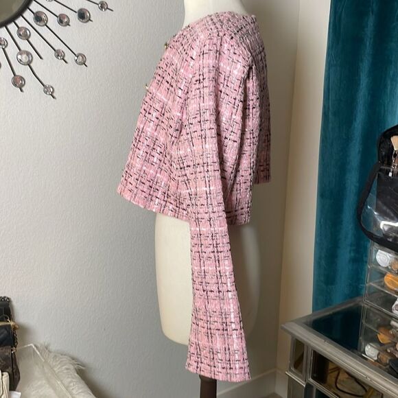 SHEIN Chic Pink cropped Tweed Women's Jacket | size L - Picture 6 of 9
